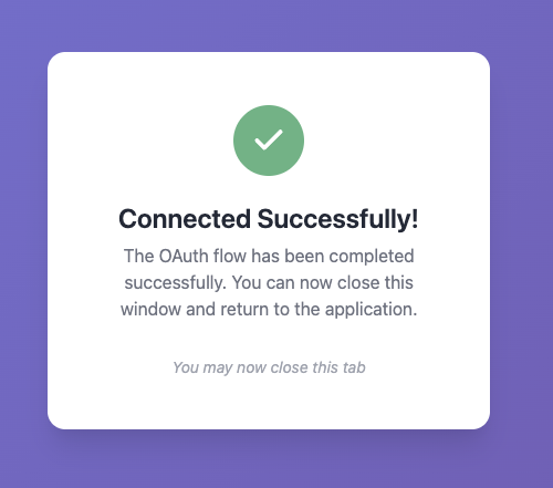 OAuth authentication completed