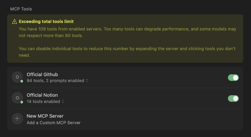 Tool Limit Comparison