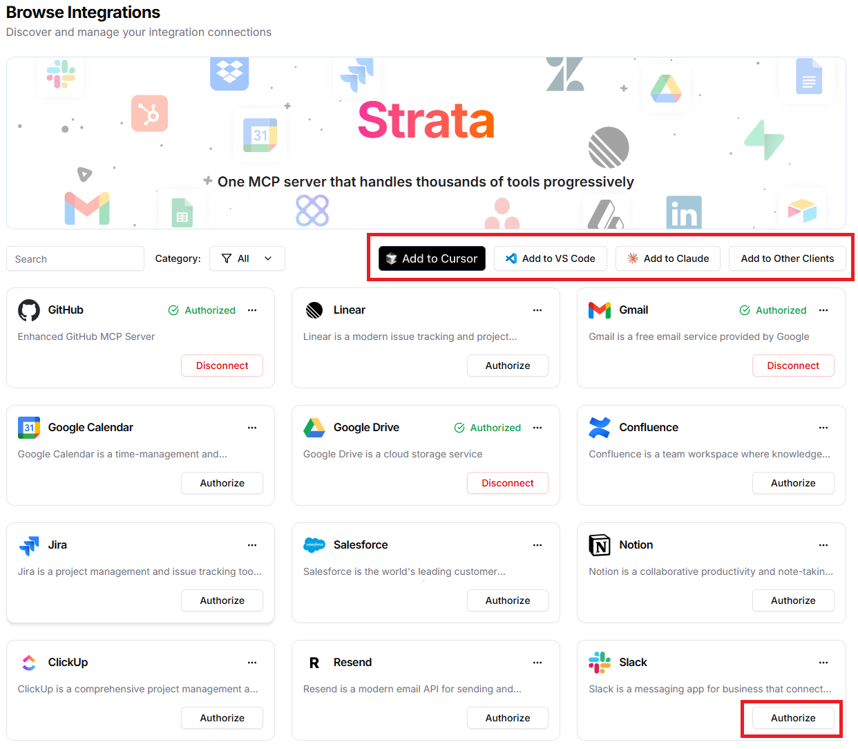 Connecting to Slack in UI