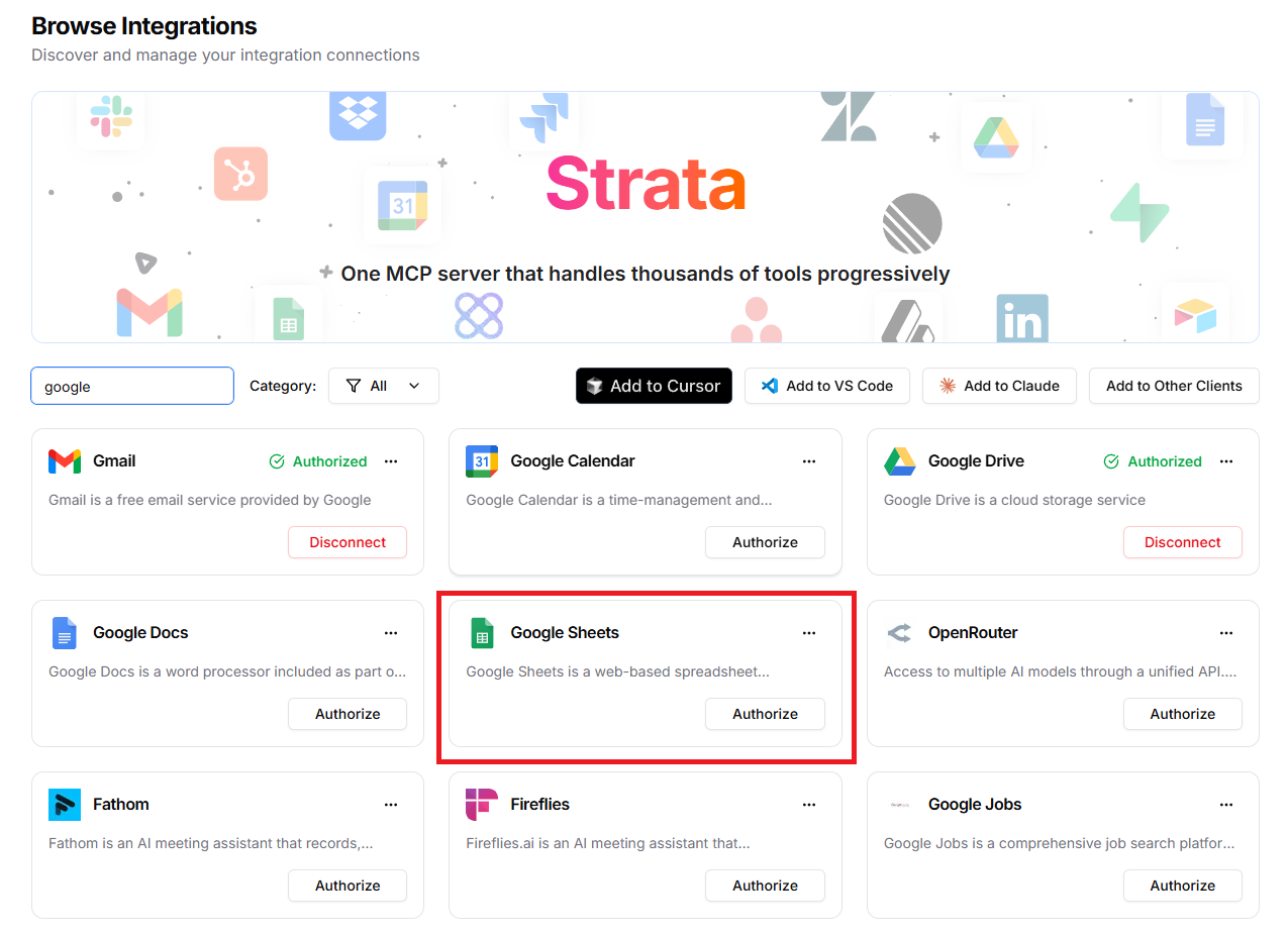 Google Sheets MCP in Klavis AI